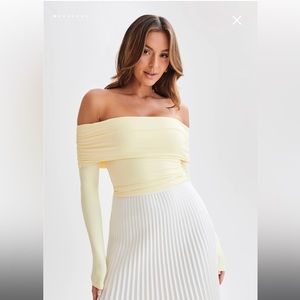 MESHKI NWT LUCINDA Recycled Nylon Off Shoulder Top - Lemon Yellow XXS size 0